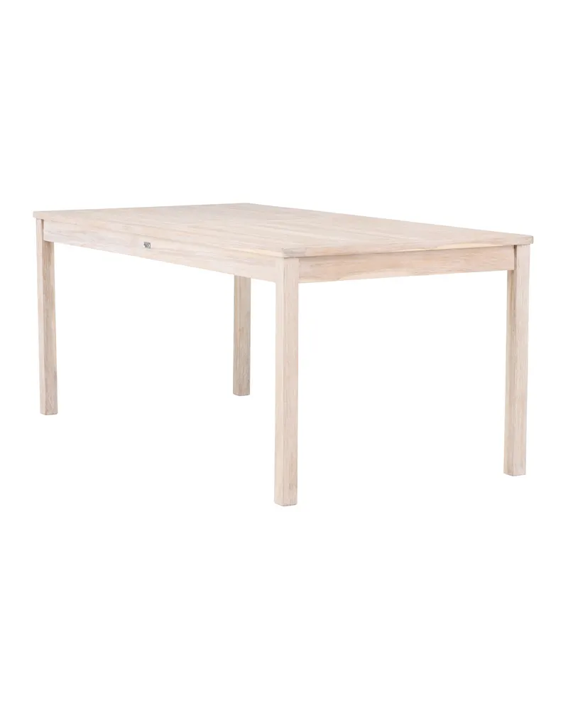 Kenya rechteckiger Gartentisch aus Teak in 180 × 90 cm, Whitewash, Ansicht 3