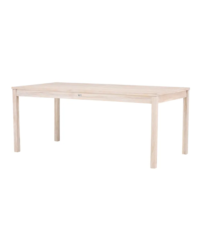 Kenya rechteckiger Gartentisch aus Teak in 180 × 90 cm, Whitewash, Ansicht 5