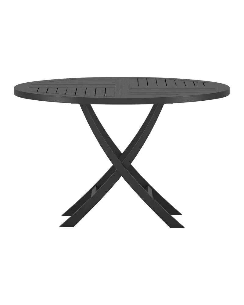 Kenya runder klappbarer Gartentisch aus Teak in Schwarz, Ansicht 1