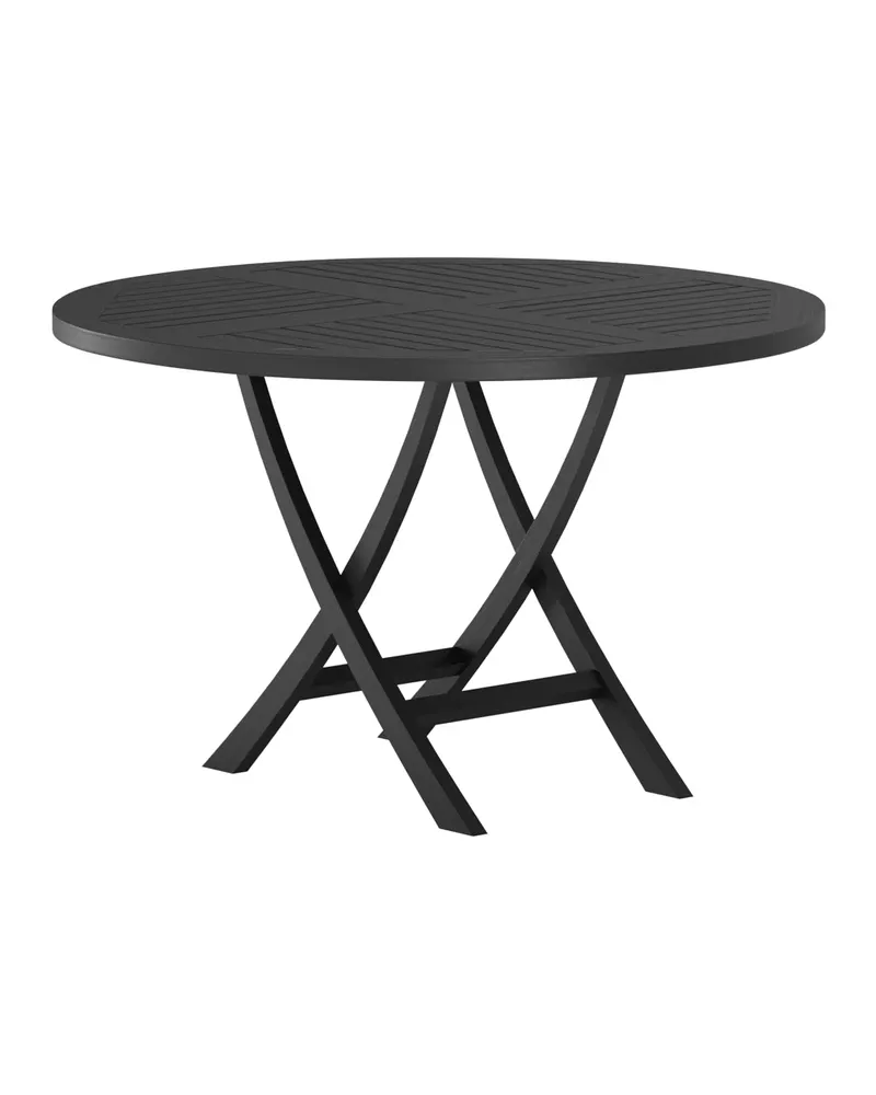 Kenya runder klappbarer Gartentisch aus Teak in Schwarz, Ansicht 2