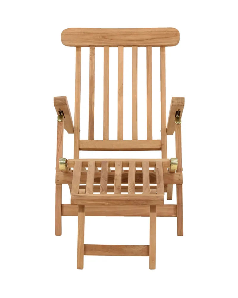 Kenya Sonnenliege aus Teak mit Lattenlehne und Fußteil