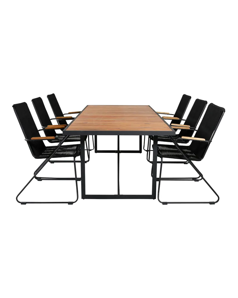 Khung & Bois Gartenmöbel-Set mit Akazientisch und 6 Stühlen in Schwarz, Ansicht 1
