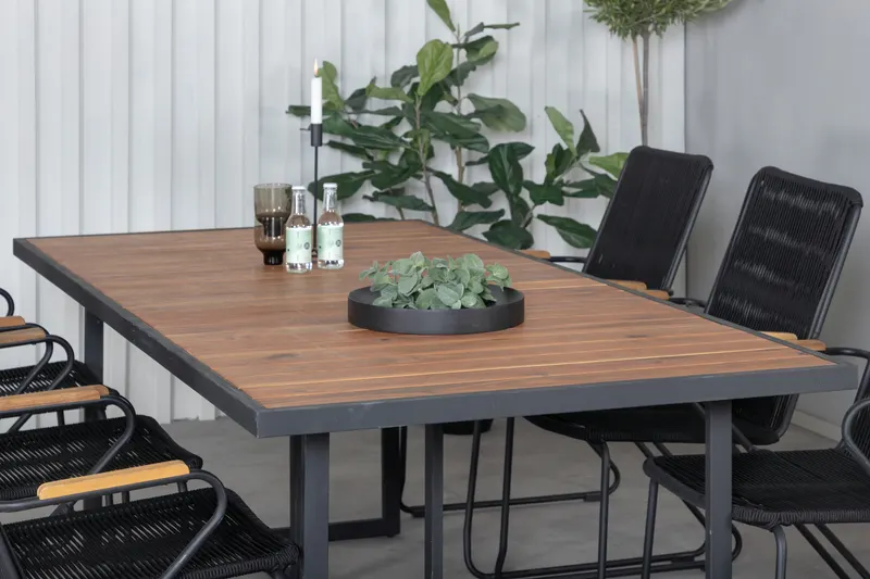 Khung & Bois Gartenmöbel-Set mit Akazientisch und 6 Stühlen in Schwarz, im Wohnraum, Ansicht 3