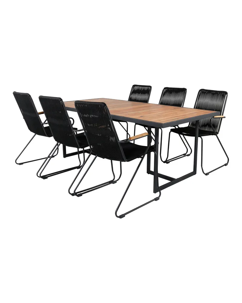 Khung & Bois Gartenmöbel-Set mit Akazientisch und 6 Stühlen in Schwarz, Ansicht 2