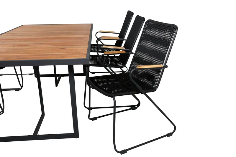 Khung & Bois Gartenmöbel-Set mit Akazientisch und 6 Stühlen in Schwarz, Ansicht 4