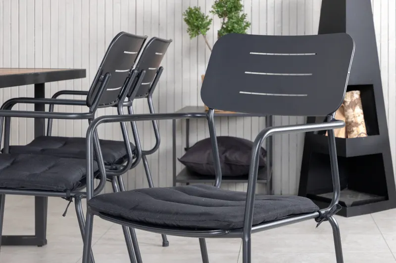Khung & Nicke Gartenmöbel-Set mit Akazientisch und 6 Stühlen mit Sitzkissen, im Wohnraum, Ansicht 3