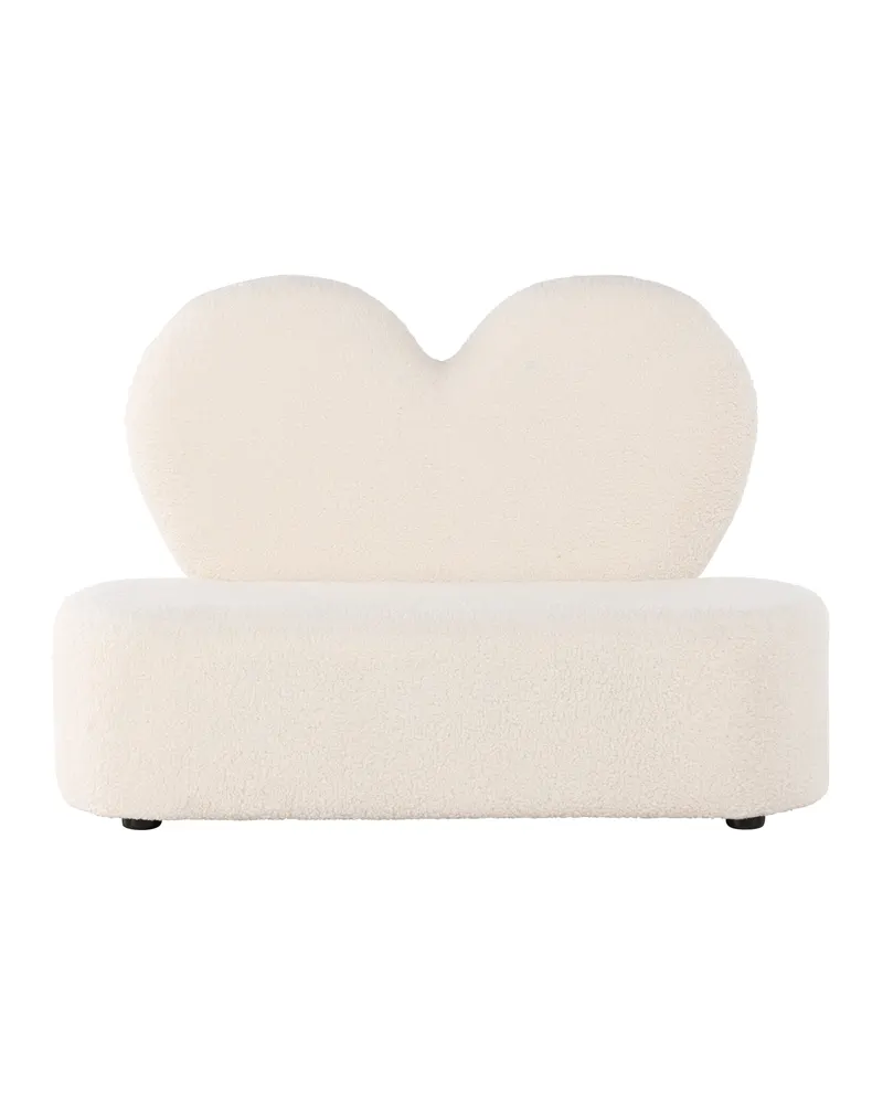 Kids Kindersofa mit Rückenlehne in Herzform, Teddystoff, FSC®-zertifiziert, Weiß