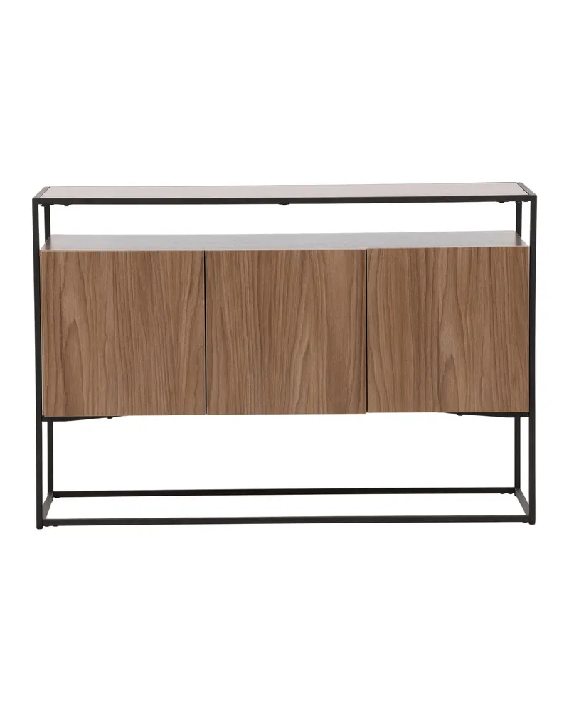 Kingsport Sideboard mit Korpus im offenen Stahlrahmen, Walnuss, Gestell Schwarz