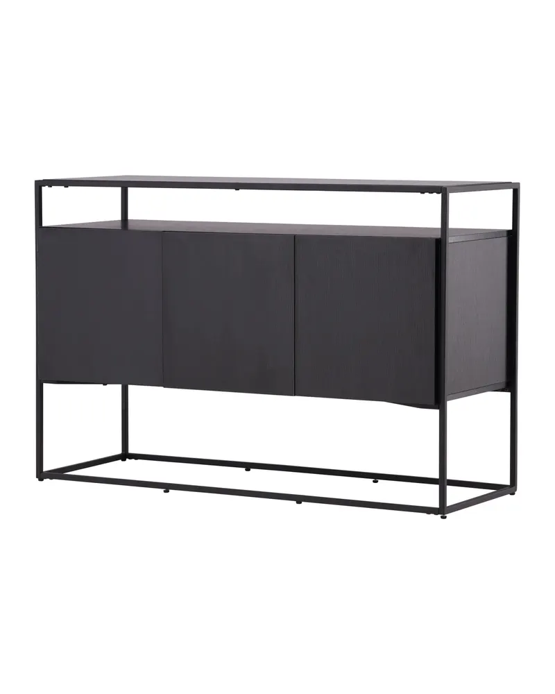 Kingsport Sideboard mit Korpus im offenen Stahlrahmen, Walnuss, Gestell Schwarz