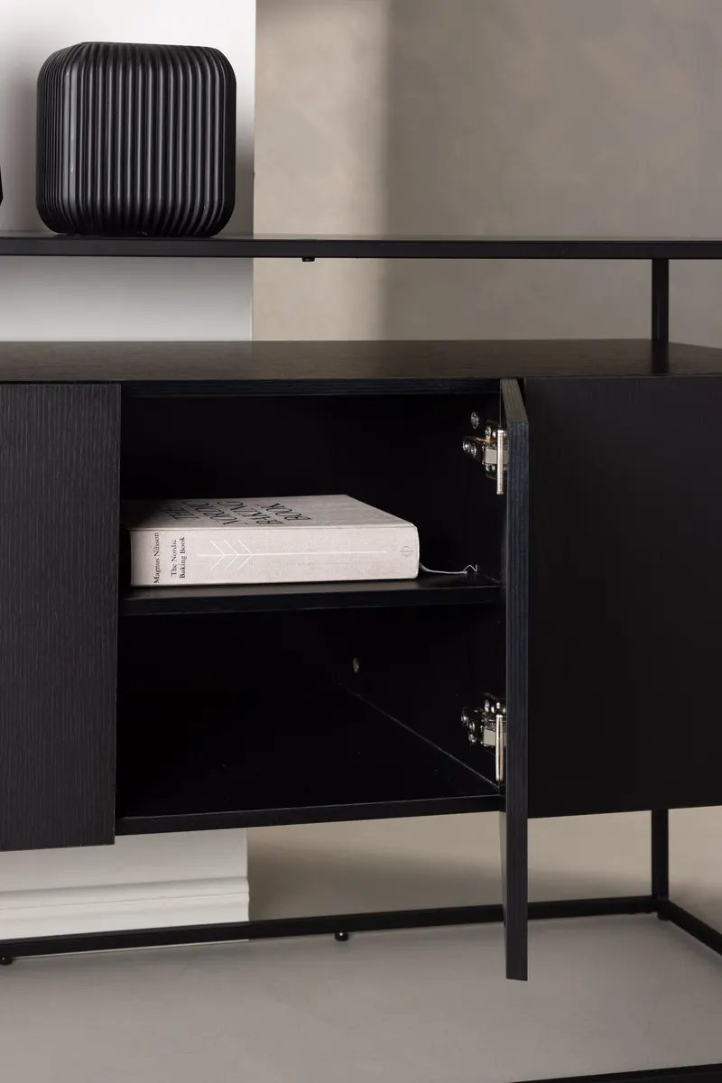 Kingsport Sideboard mit Stahlrahmen in Schwarz, im Wohnraum, Ansicht 3