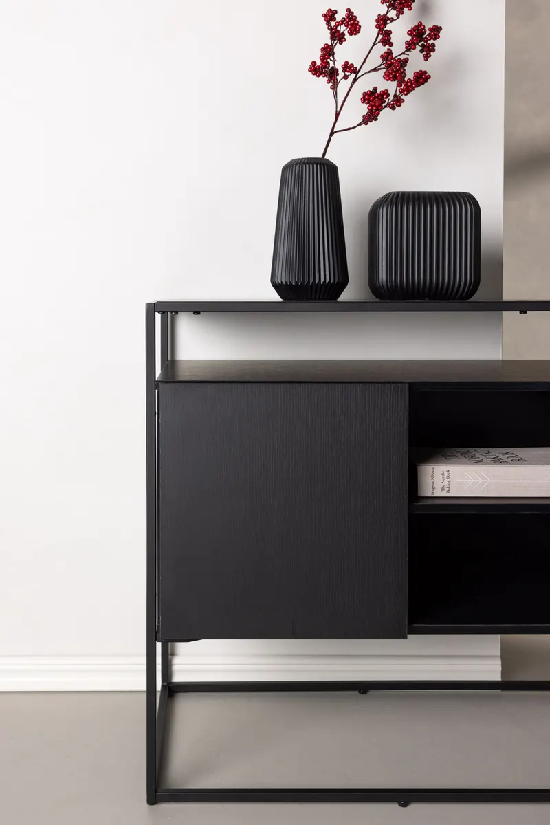 Kingsport Sideboard mit Stahlrahmen in Schwarz, im Wohnraum, Ansicht 4