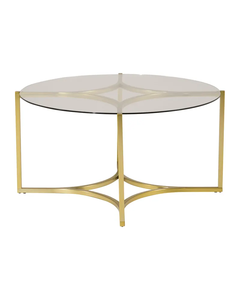 Kivik runder Couchtisch Ø 90 cm, Glas auf Gestell in Messingoptik