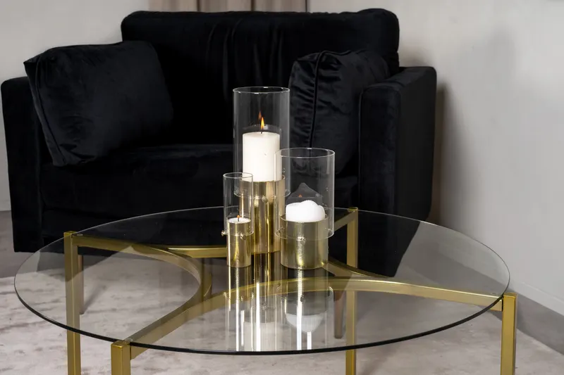Kivik runder Couchtisch Ø 90 cm mit Glasplatte, im Wohnraum, Ansicht 3