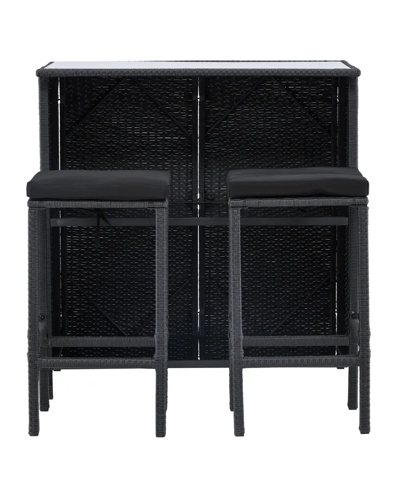 Knock Balkonset: Bartisch mit Glasplatte und 2 Barhocker