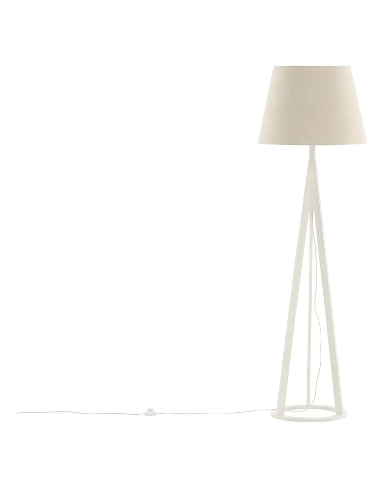 Kona Stehlampe mit weißen Beinen aus Kautschukholz