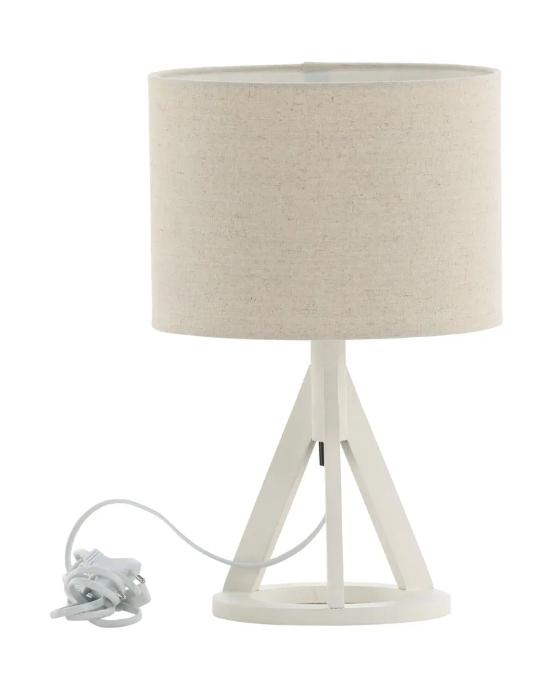 Kona Tischlampe mit Dreibein aus Kautschukholz in 25 × 51 × 18 cm, Weiß, Ansicht 1