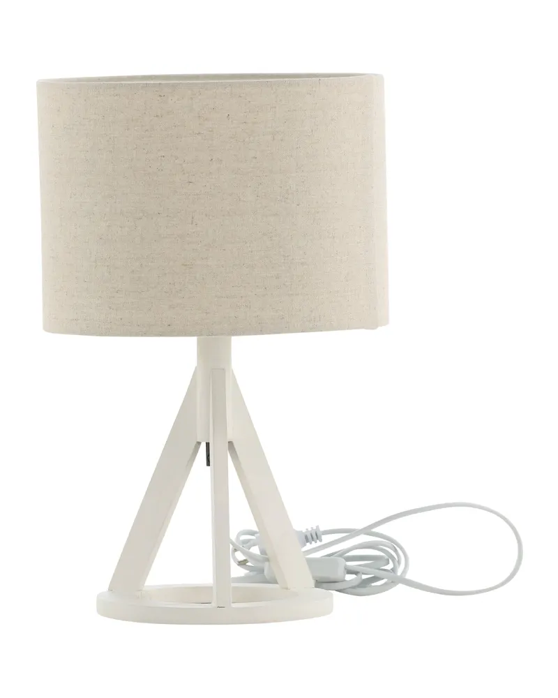 Kona Tischlampe mit Dreibein aus Kautschukholz in 25 × 51 × 18 cm, Weiß, Ansicht 7