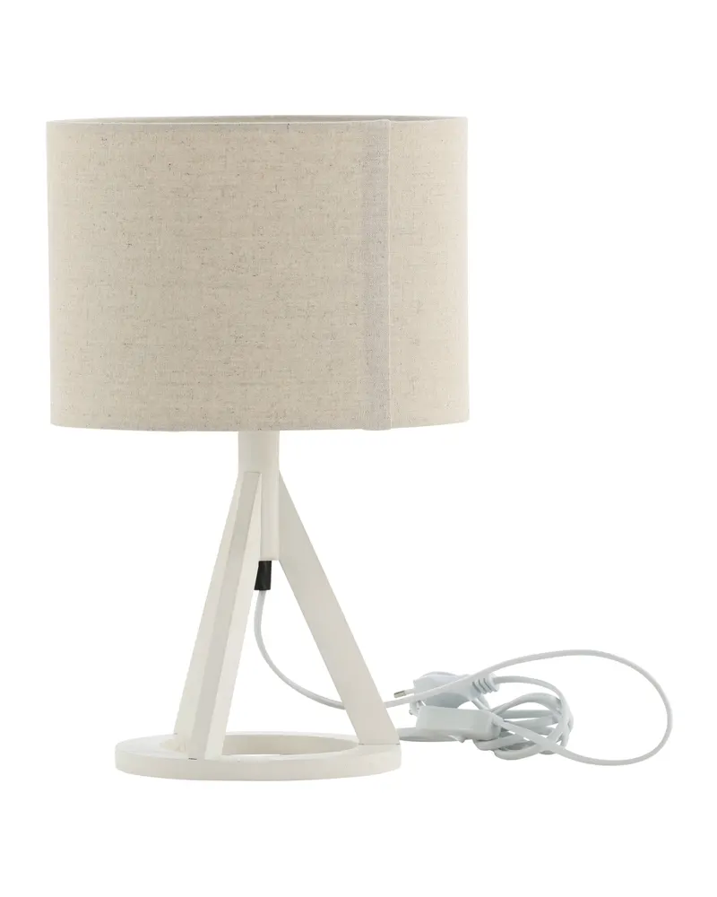 Kona Tischlampe mit Dreibein aus Kautschukholz in 25 × 51 × 18 cm, Weiß, Ansicht 8