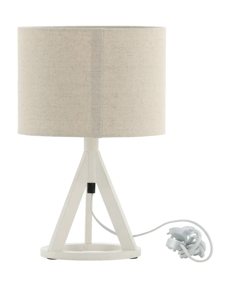 Kona Tischlampe mit Dreibein aus Kautschukholz in 25 × 51 × 18 cm, Weiß, Ansicht 9