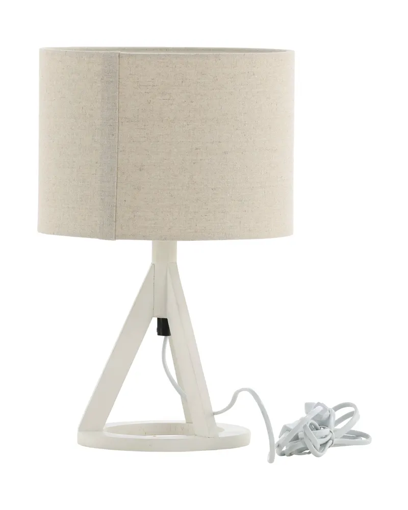 Kona Tischlampe mit Dreibein aus Kautschukholz in 25 × 51 × 18 cm, Weiß, Ansicht 10