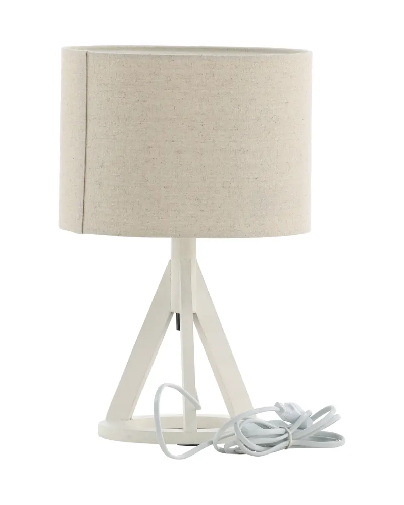 Kona Tischlampe mit Dreibein aus Kautschukholz in 25 × 51 × 18 cm, Weiß, Ansicht 11