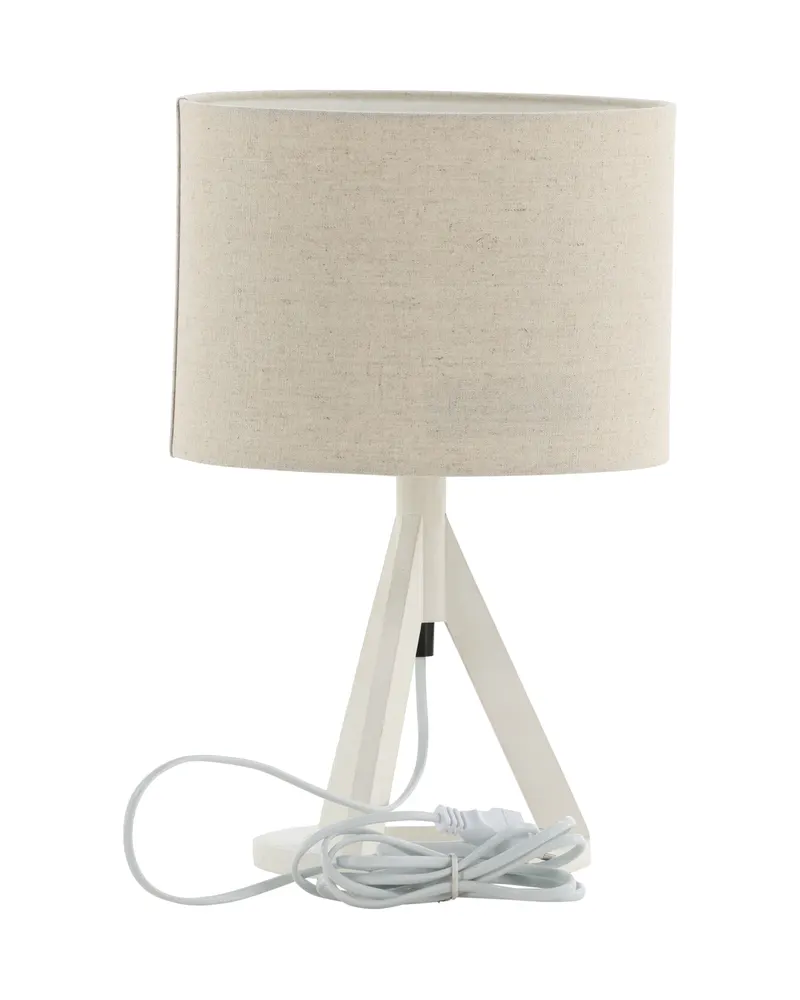 Kona Tischlampe mit Dreibein aus Kautschukholz in 25 × 51 × 18 cm, Weiß, Ansicht 12