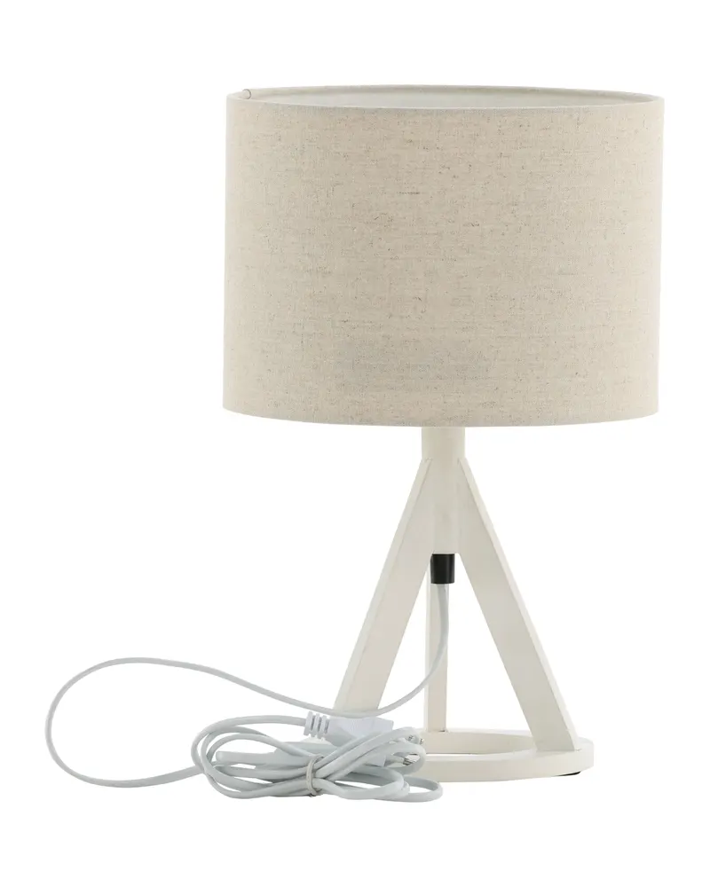 Kona Tischlampe mit Dreibein aus Kautschukholz in 25 × 51 × 18 cm, Weiß, Ansicht 13