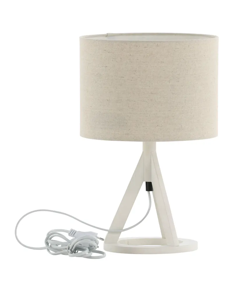 Kona Tischlampe mit Dreibein aus Kautschukholz in 25 × 51 × 18 cm, Weiß, Ansicht 14