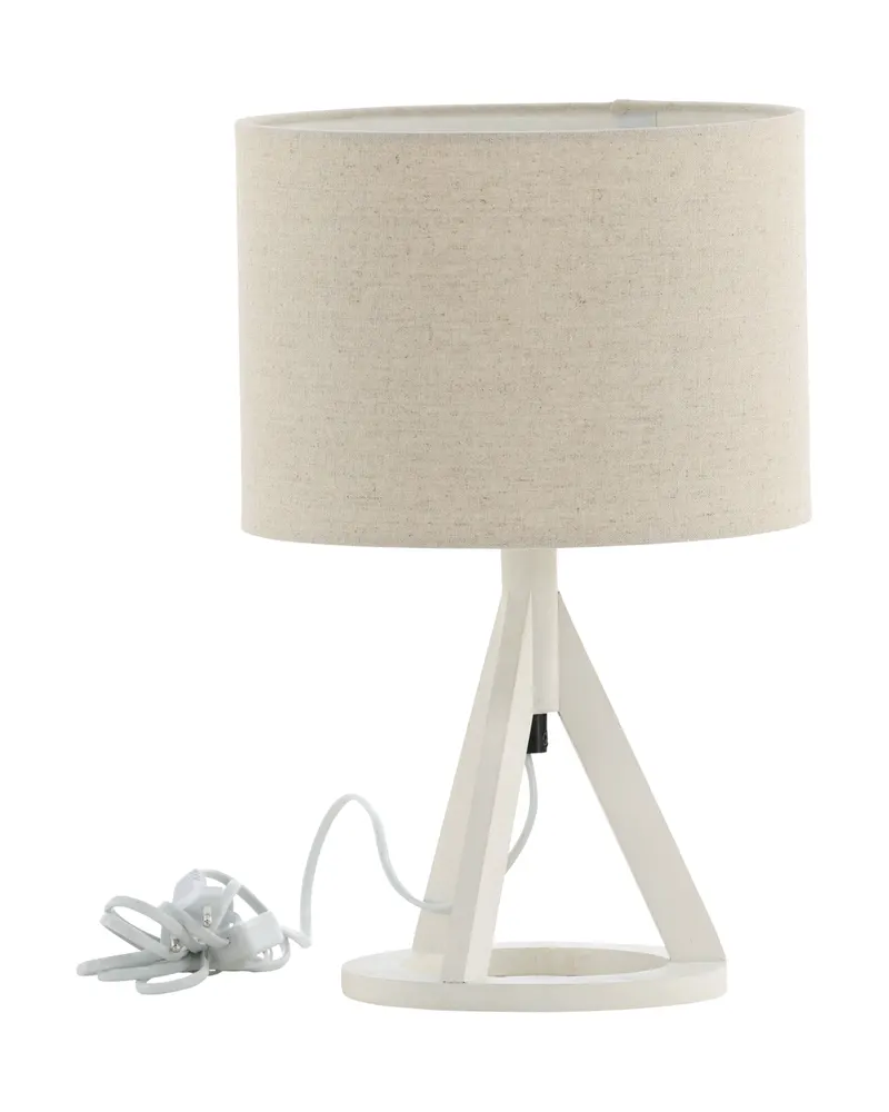 Kona Tischlampe mit Dreibein aus Kautschukholz in 25 × 51 × 18 cm, Weiß, Ansicht 4