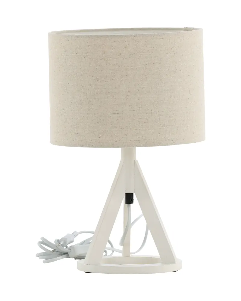 Kona Tischlampe mit Dreibein aus Kautschukholz in 25 × 51 × 18 cm, Weiß, Ansicht 5
