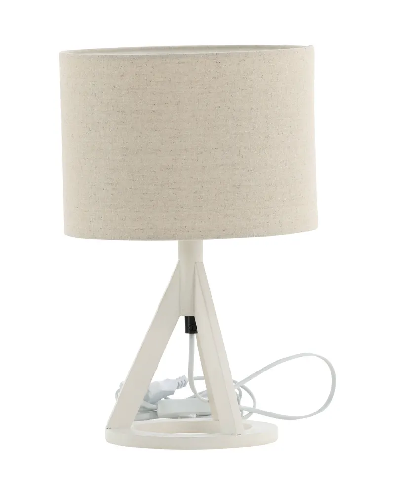 Kona Tischlampe mit Dreibein aus Kautschukholz in 25 × 51 × 18 cm, Weiß, Ansicht 6