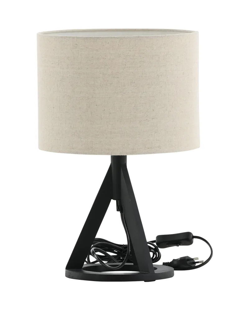 Kona Tischlampe mit Dreibein aus Kautschukholz in 25 × 38 cm, Schwarz, Ansicht 6