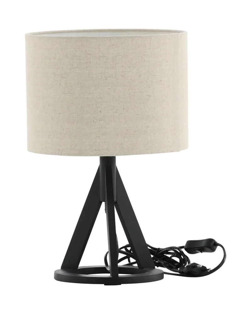 Kona Tischlampe mit Dreibein aus Kautschukholz in 25 × 38 cm, Schwarz, Ansicht 7