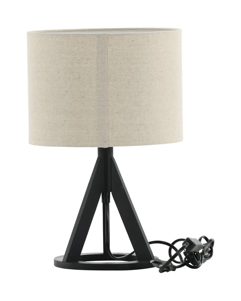 Kona Tischlampe mit Dreibein aus Kautschukholz in 25 × 38 cm, Schwarz, Ansicht 9