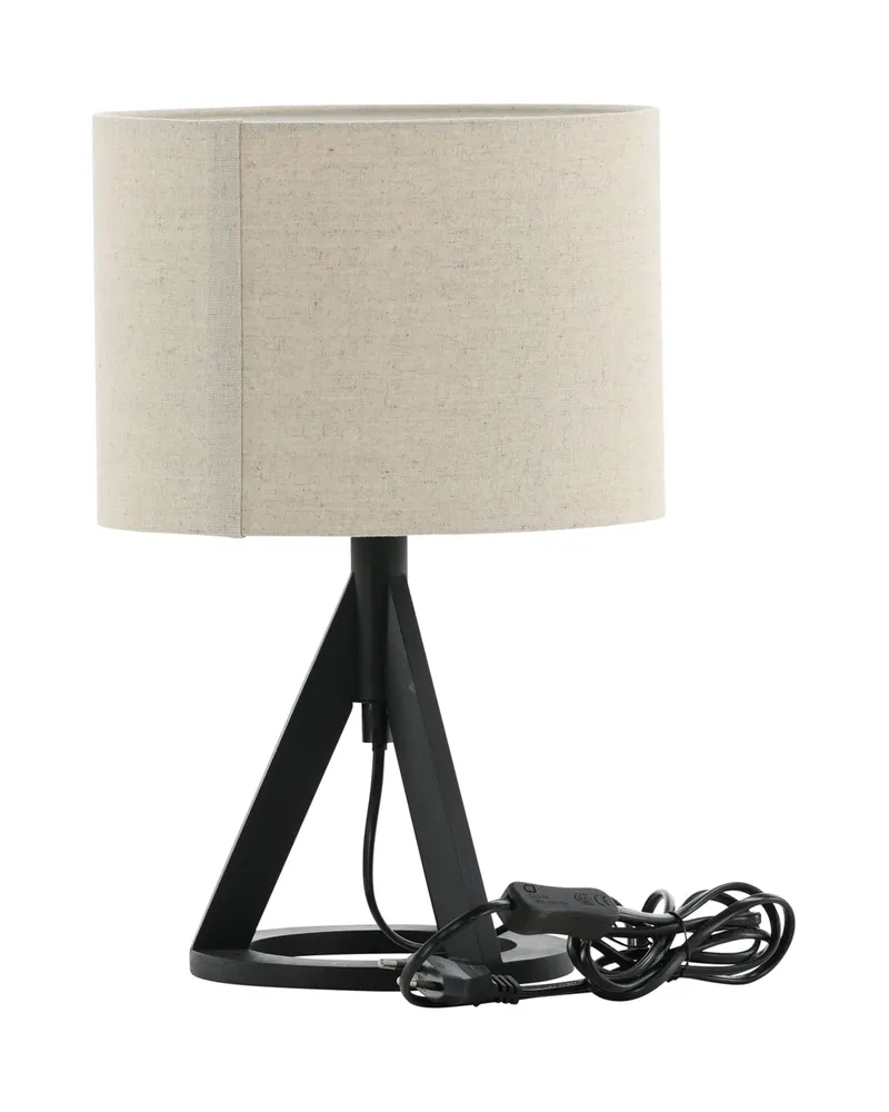 Kona Tischlampe mit Dreibein aus Kautschukholz in 25 × 38 cm, Schwarz, Ansicht 10
