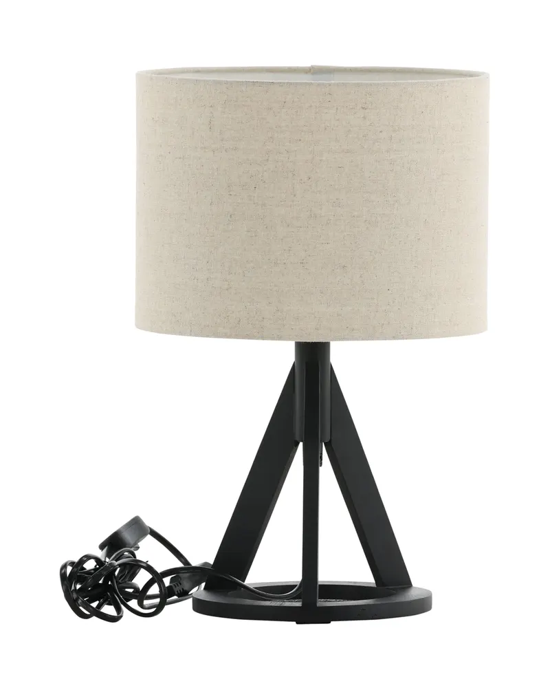 Kona Tischlampe mit Dreibein aus Kautschukholz in 25 × 38 cm, Schwarz, Ansicht 2