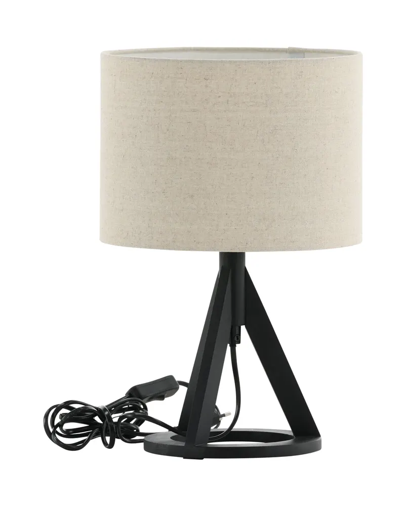 Kona Tischlampe mit Dreibein aus Kautschukholz in 25 × 38 cm, Schwarz, Ansicht 4