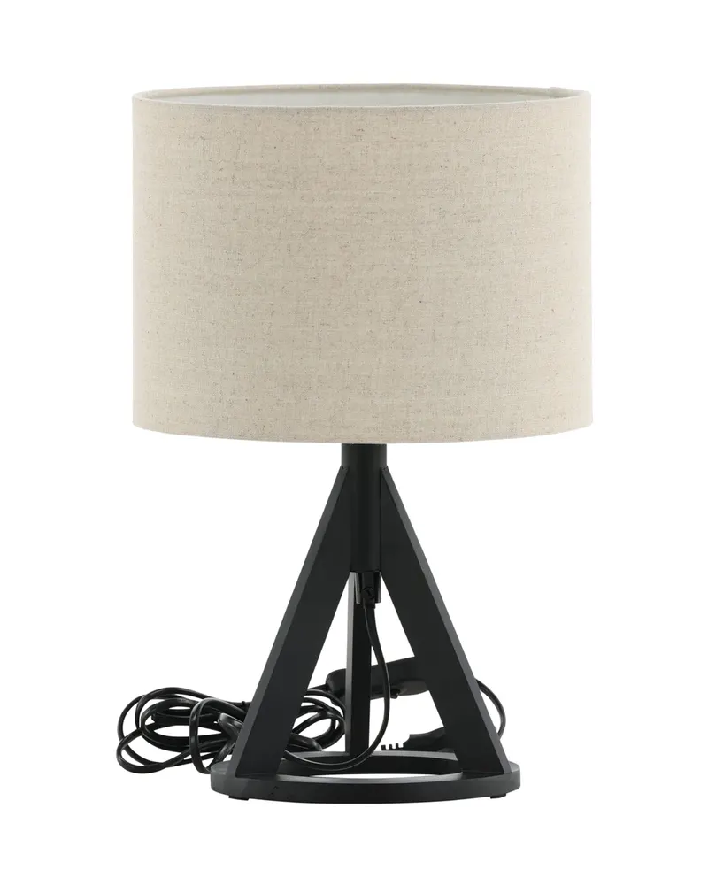 Kona Tischlampe mit Dreibein aus Kautschukholz in 25 × 38 cm, Schwarz, Ansicht 5