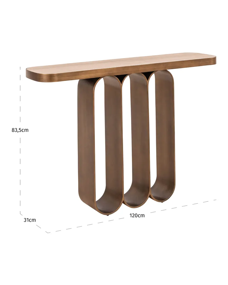 Konsolentisch Locarno, Goldfarben, gebürstet von Richmond Interiors, Produktansicht 12