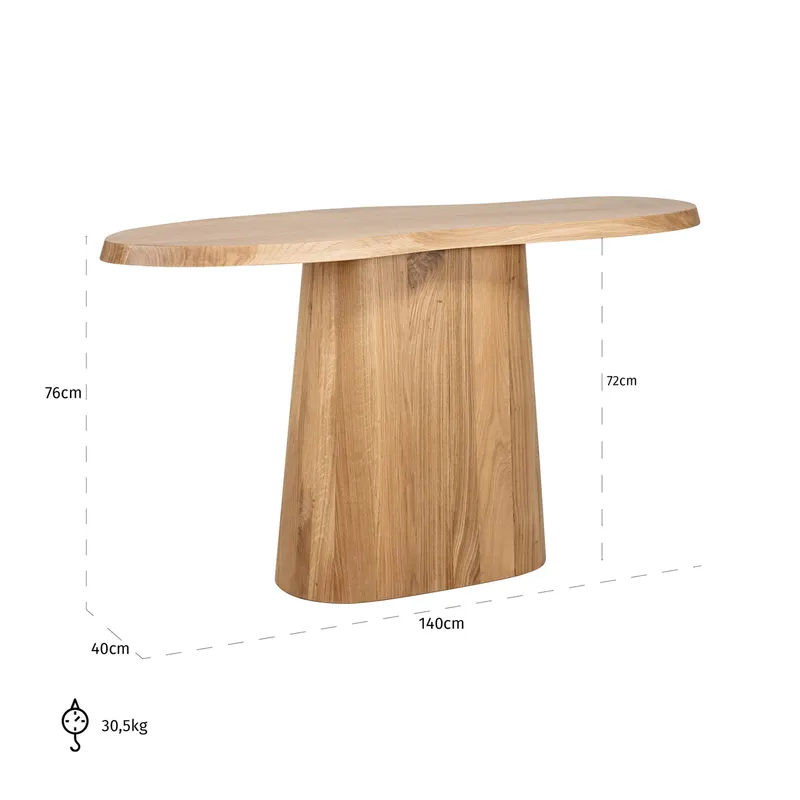 Konsolentisch Riva, Eiche natur von Richmond Interiors, Maßzeichnung 5