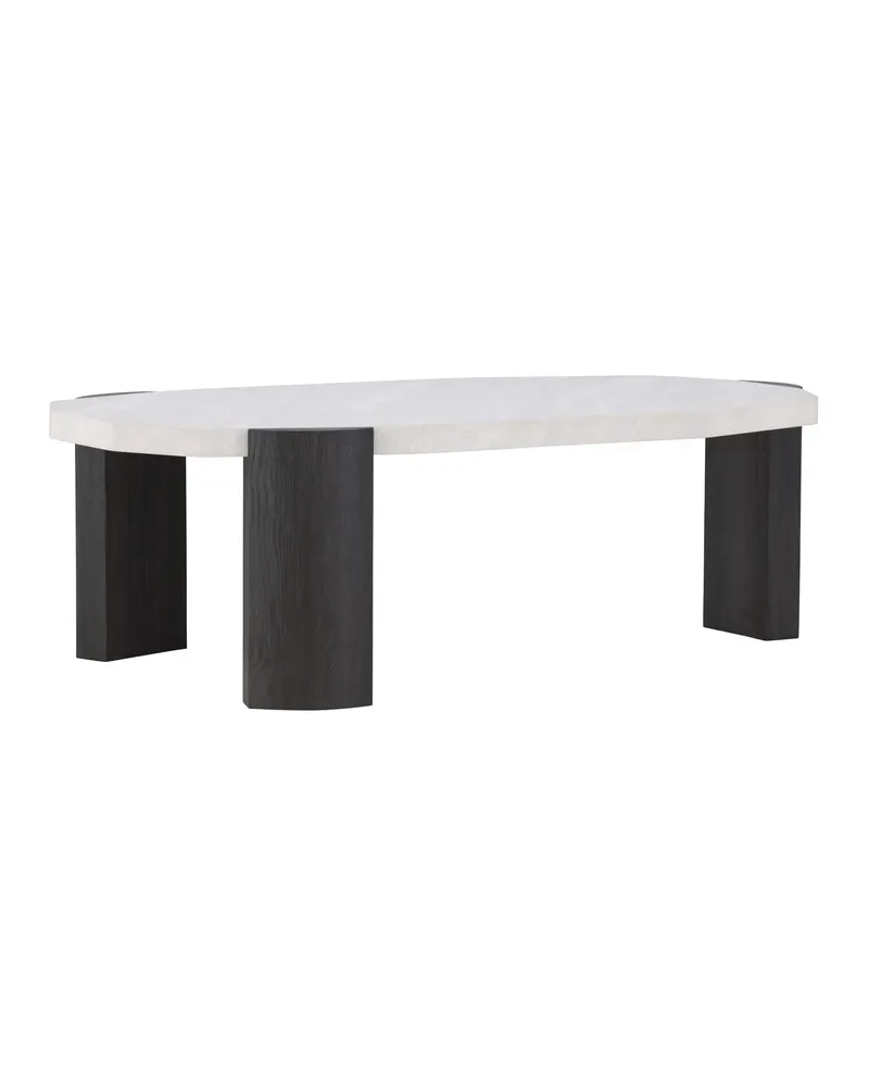 Kres ovaler Couchtisch 125 × 71 cm, Beige mit schwarzen Beinen