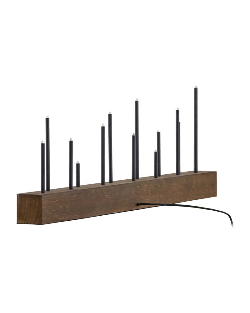 Kungsberget Tischlampe mit vierzehn Lichtern auf Leiste in 6 × 27 × 77 cm, Walnuss, Ansicht 8