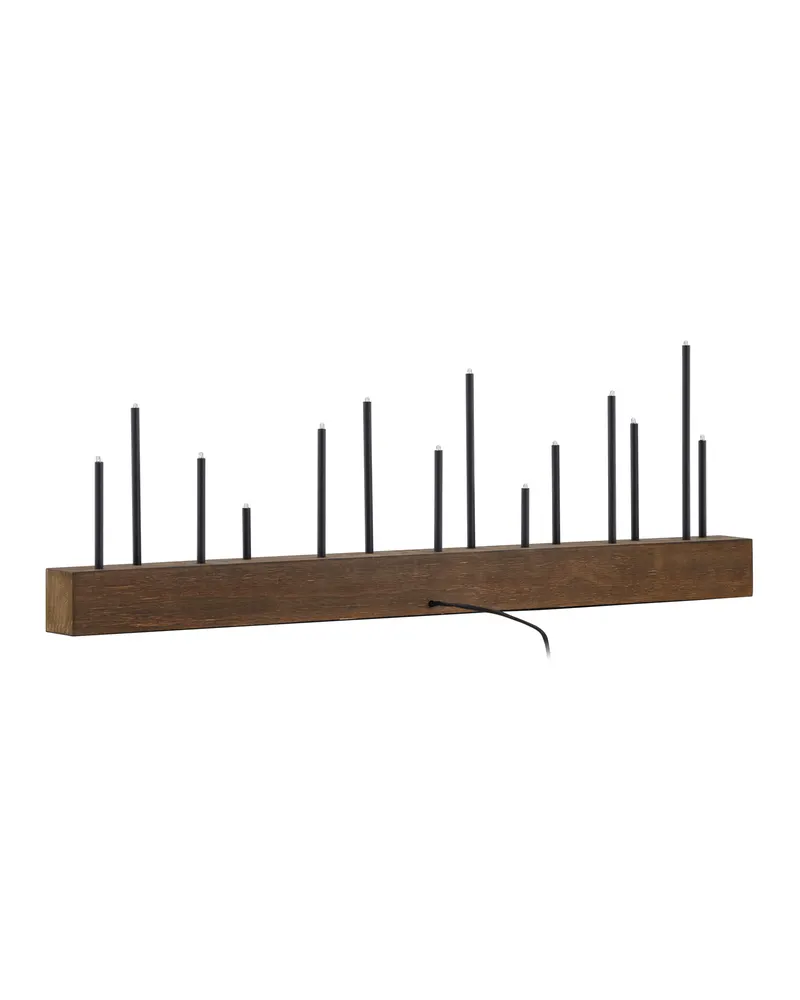 Kungsberget Tischlampe mit vierzehn Lichtern auf Leiste in 6 × 27 × 77 cm, Walnuss, Ansicht 9