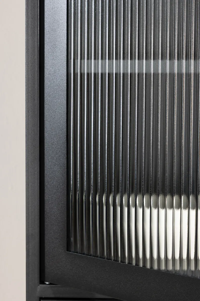 La Paz Highboard mit Glastüren und Schubladen in Schwarz, im Wohnraum, Ansicht 4