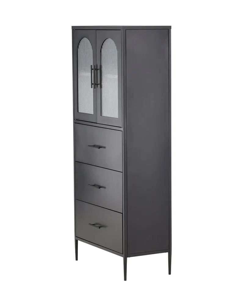 La Paz Highboard mit Glastüren und Schubladen in Schwarz, Ansicht 7