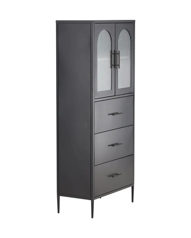 La Paz Highboard mit Glastüren und Schubladen in Schwarz, Ansicht 5