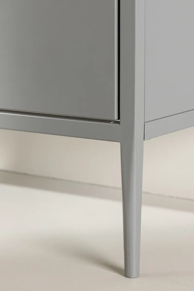 La Paz Highboard mit Glastüren und Schubladen in Hellgrau, im Wohnraum, Ansicht 4