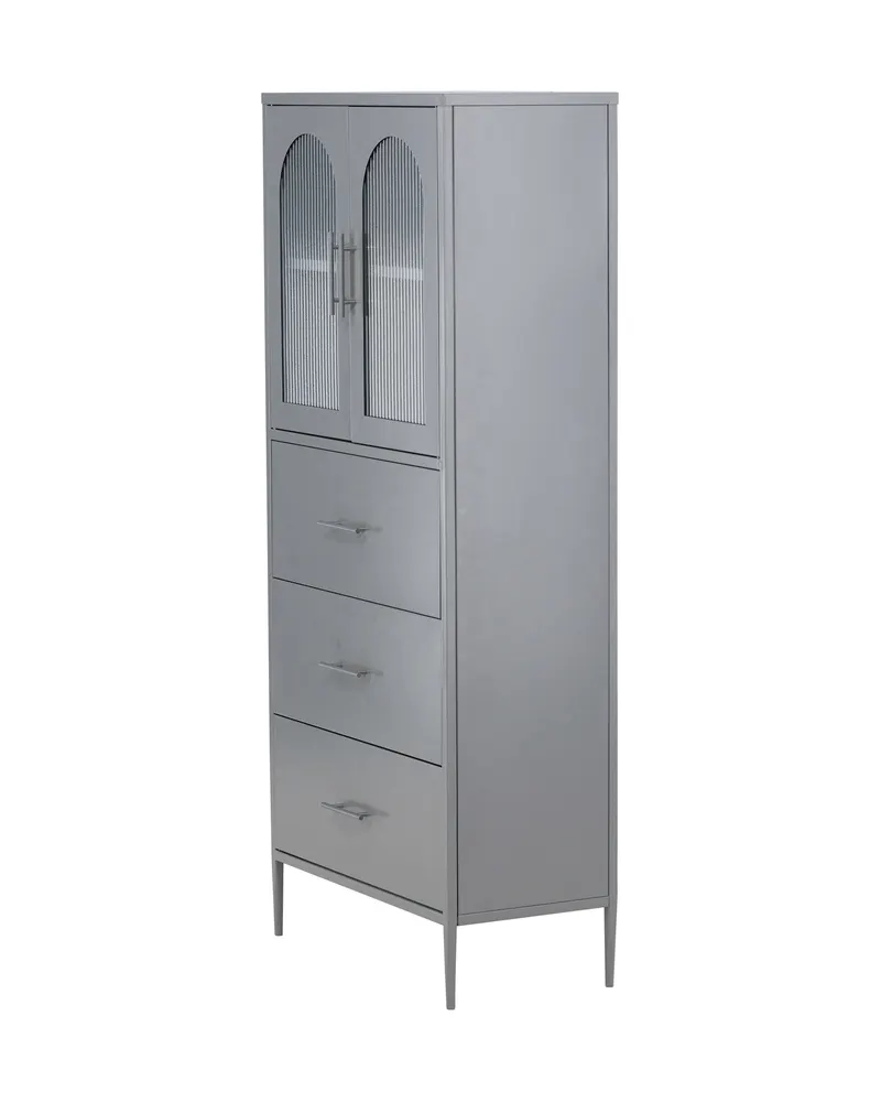 La Paz Highboard mit Glastüren und Schubladen in Hellgrau, Ansicht 7