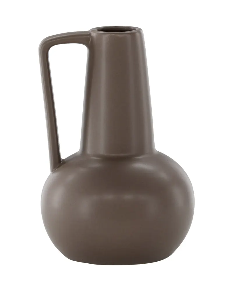 Lane Vase in Krugform mit Henkel, matt glasiert, Beige