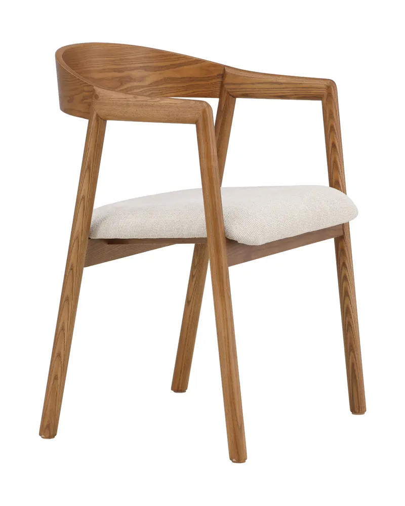 Långön Esszimmerstuhl mit Armlehnen in Beige, Gestell Dunkelbraun, Polyester, Ansicht 2